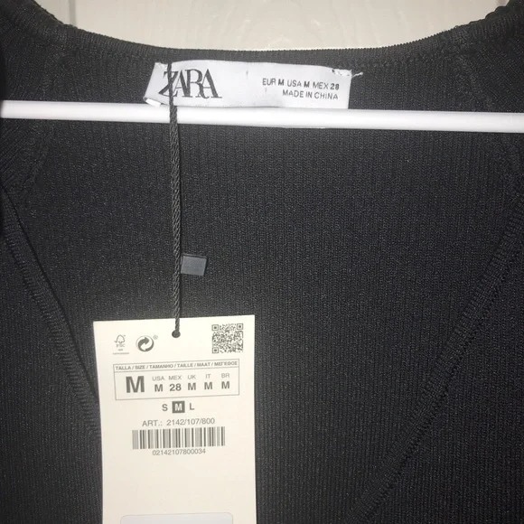 ZARA Limited Edition Black Dramatic Tulle Sleeve Floral Wrap Sweater Top - Picture 5 of 7